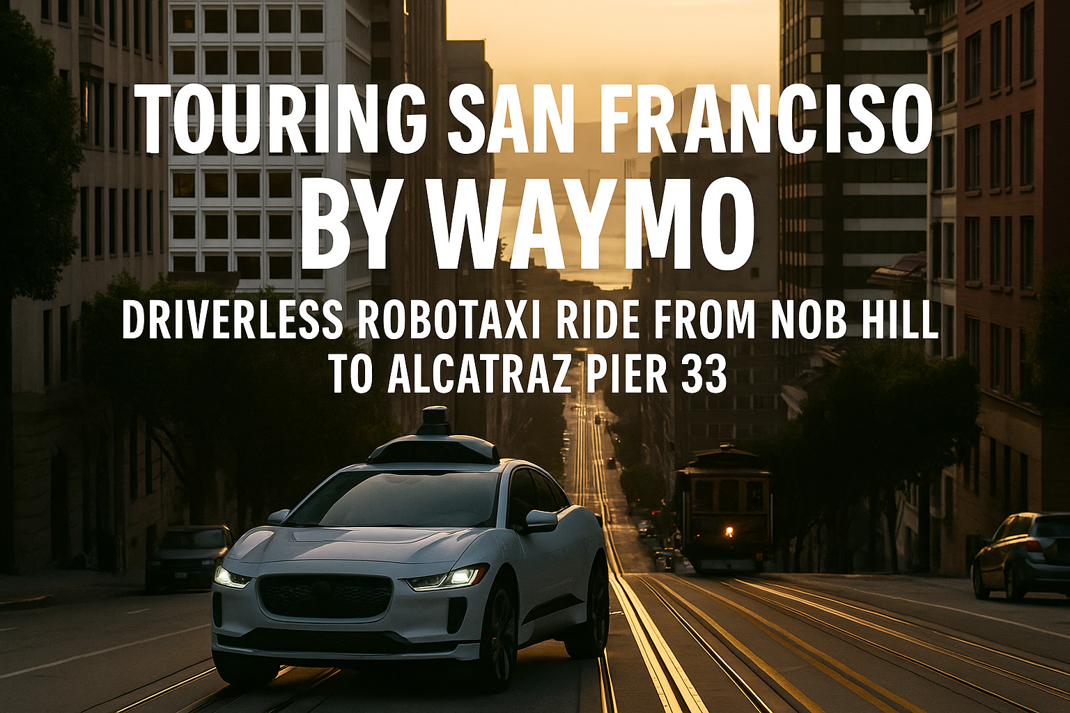 Touring San Francisco by Waymo Driverless Robotaxi Ride from Nob Hill to Alcatraz Pier 33