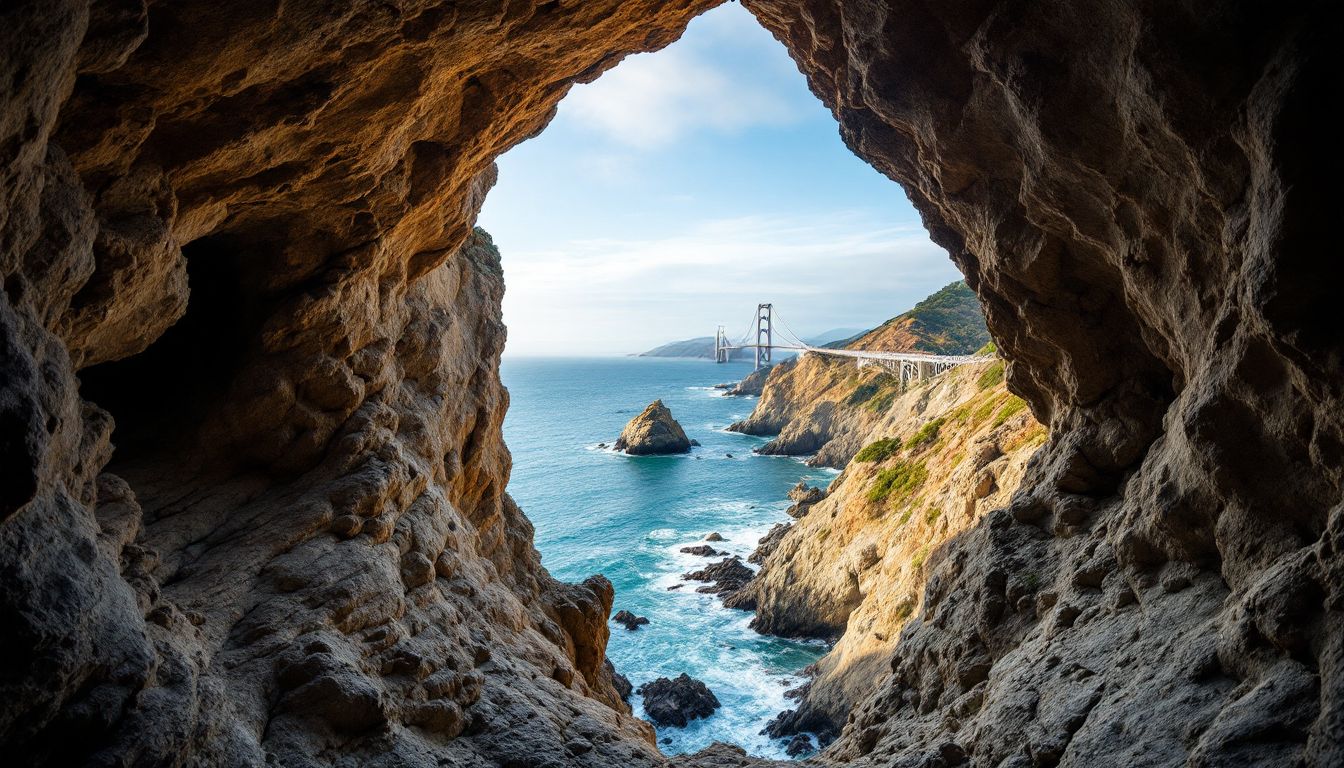 Coastal tunnel framing the Golden Gate Bridge view