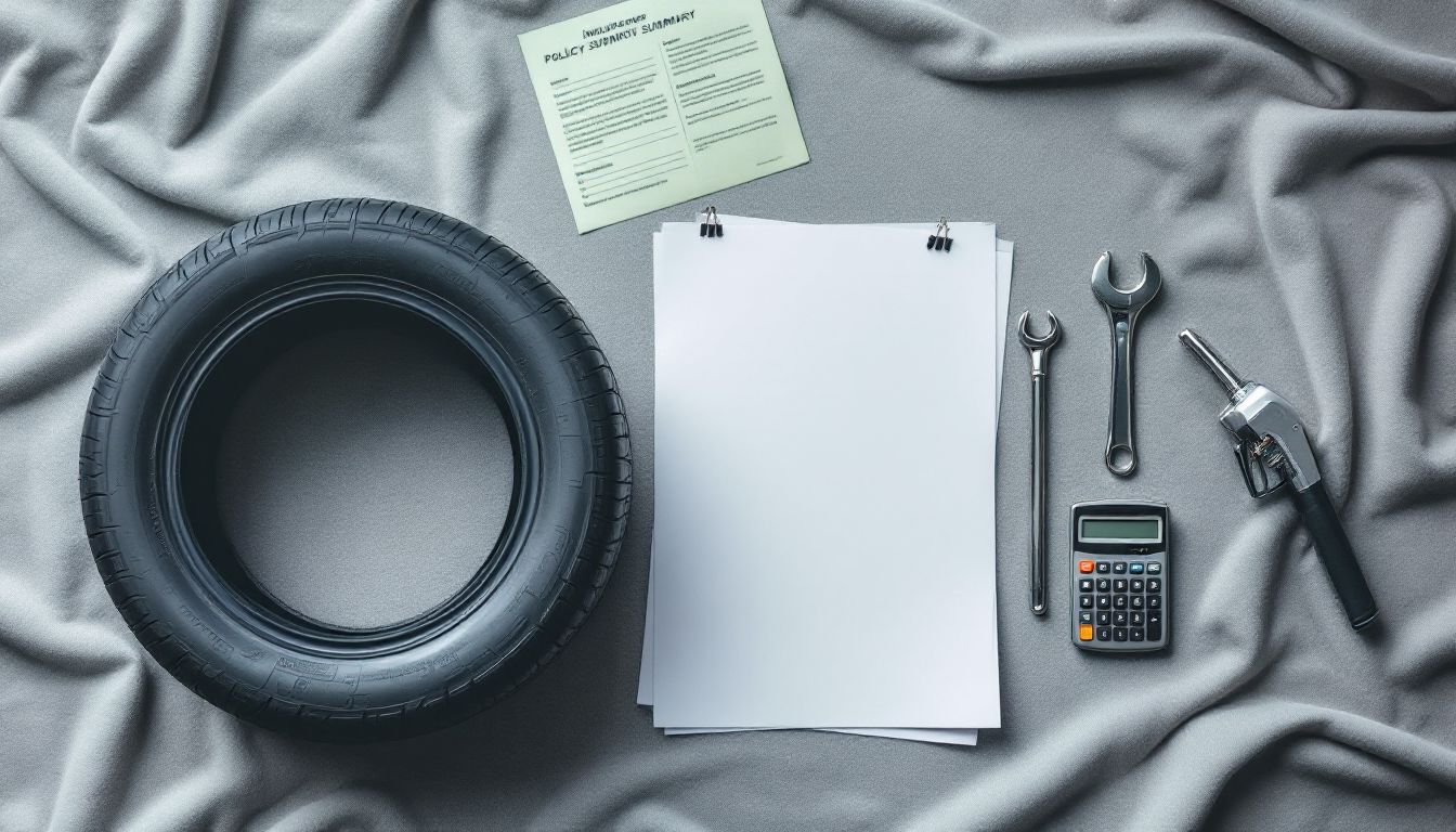 Car ownership expense categories flat lay