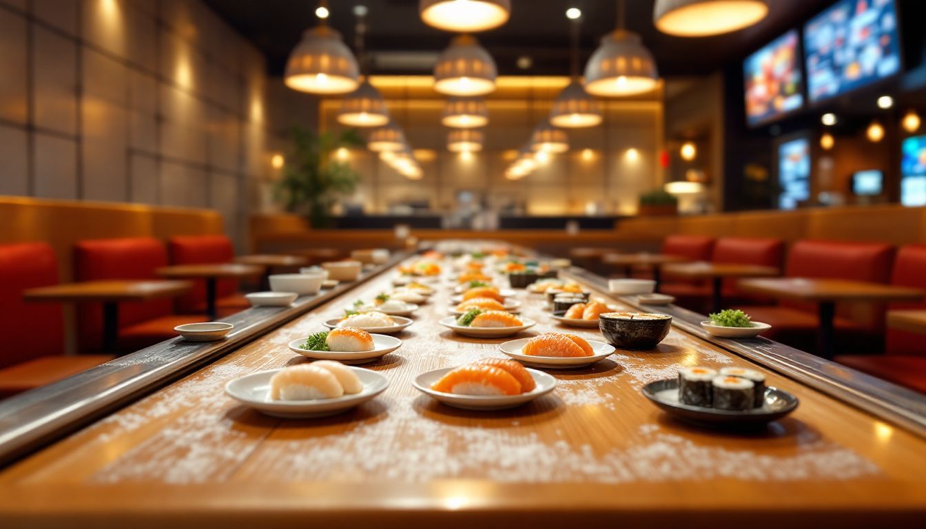 Conveyor belt sushi restaurant interior