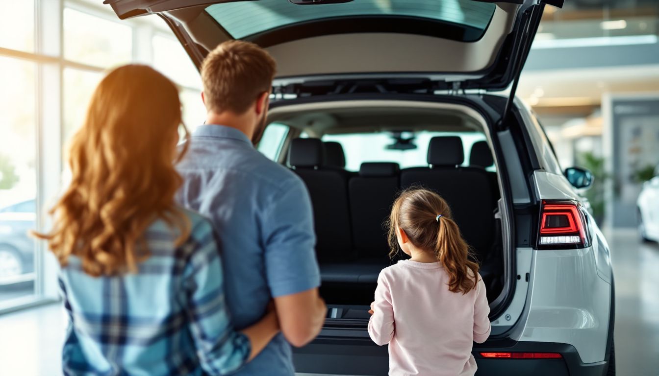 Family looking at a spacious SUV
