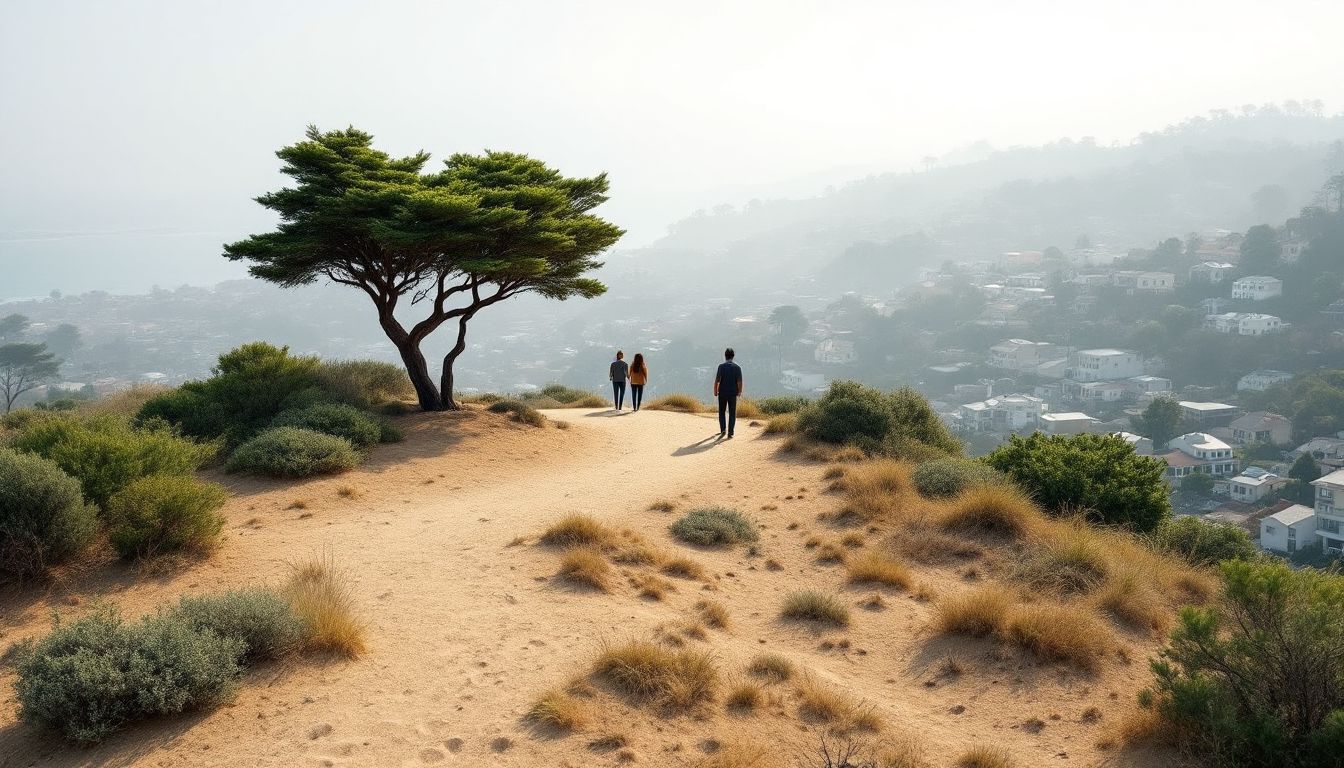 Hilltop park overlooking a coastal city