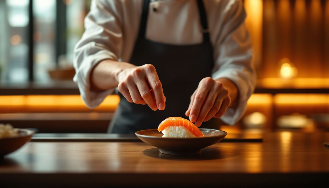 Elegant high-end omakase sushi counter