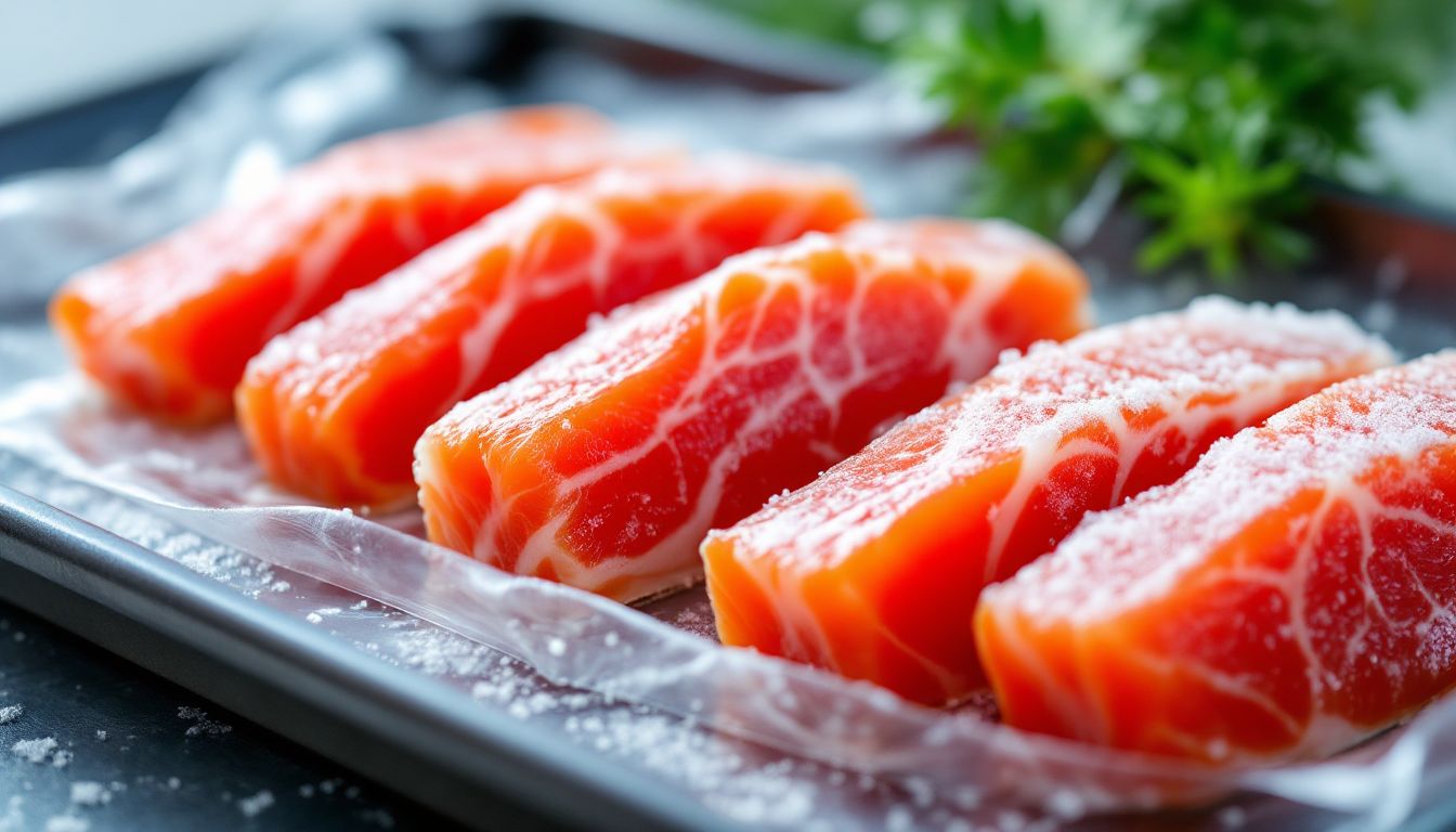 Flash-frozen sashimi-grade fish fillets