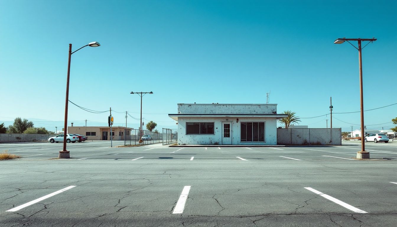 A vacant former car dealership lot