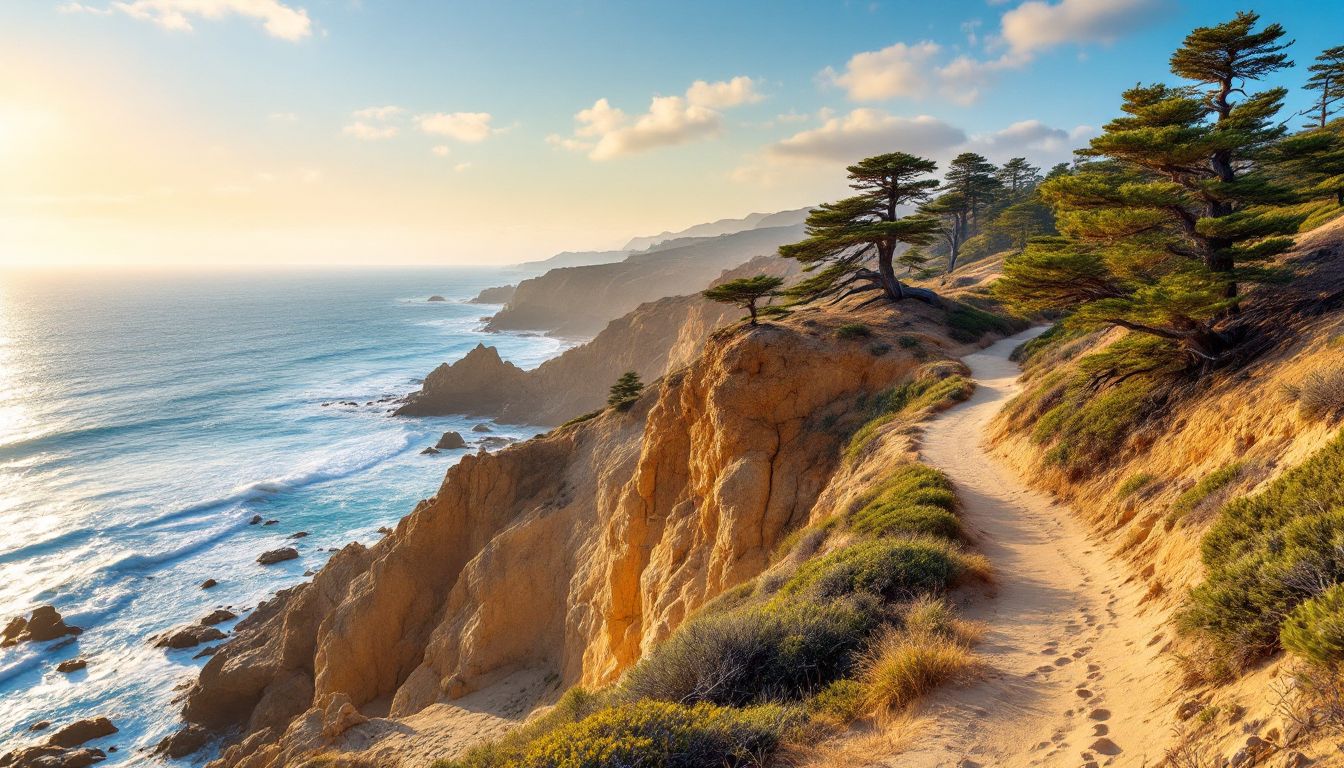 Coastal cliffs and pines along a Torrey Pines trail