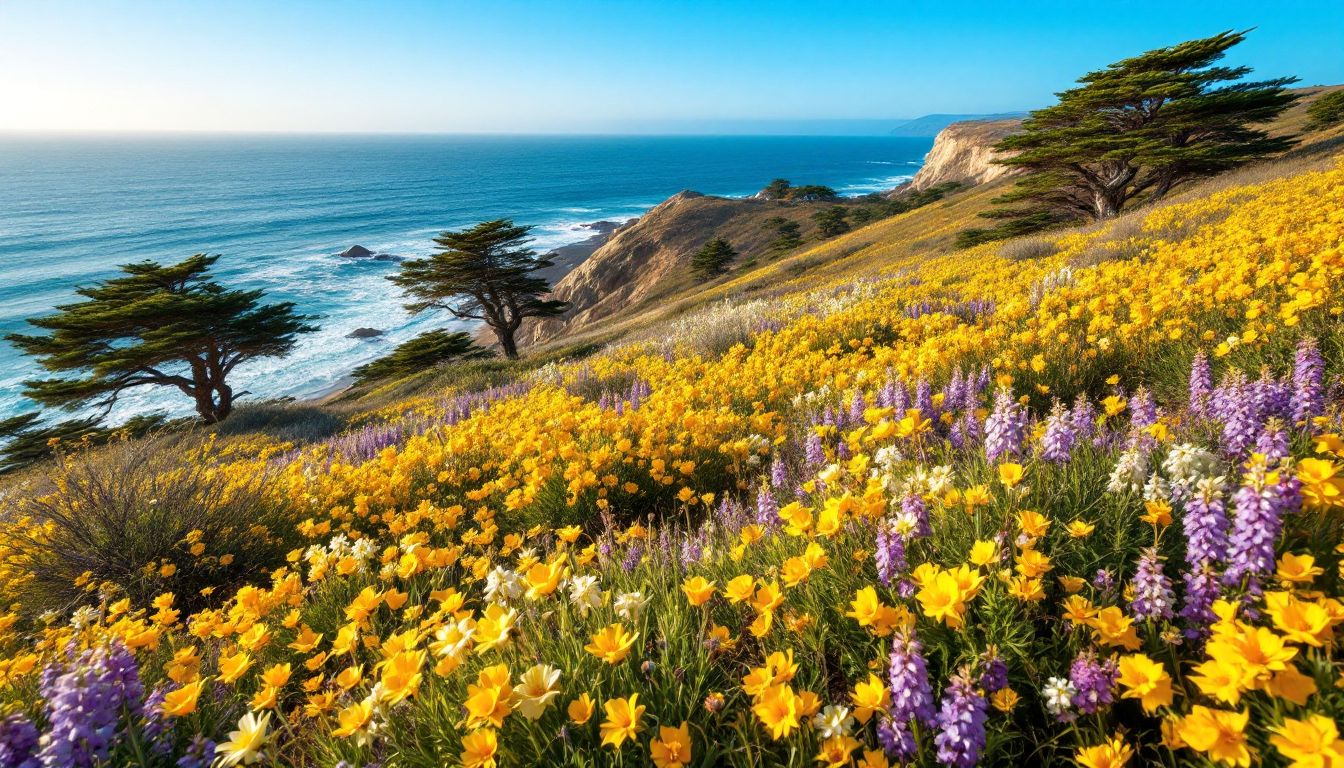 Spring wildflowers on a Southern California coastal bluff