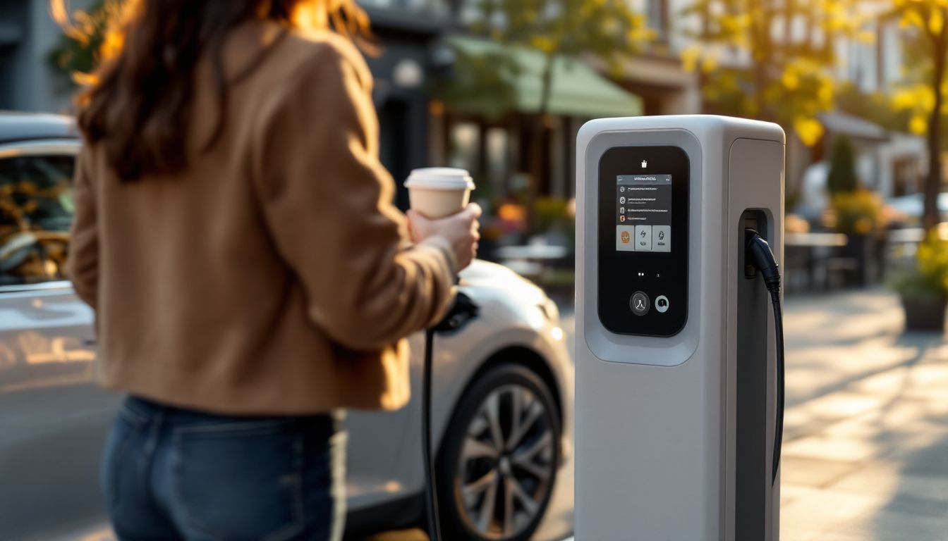 A driver spending charging time at nearby shops