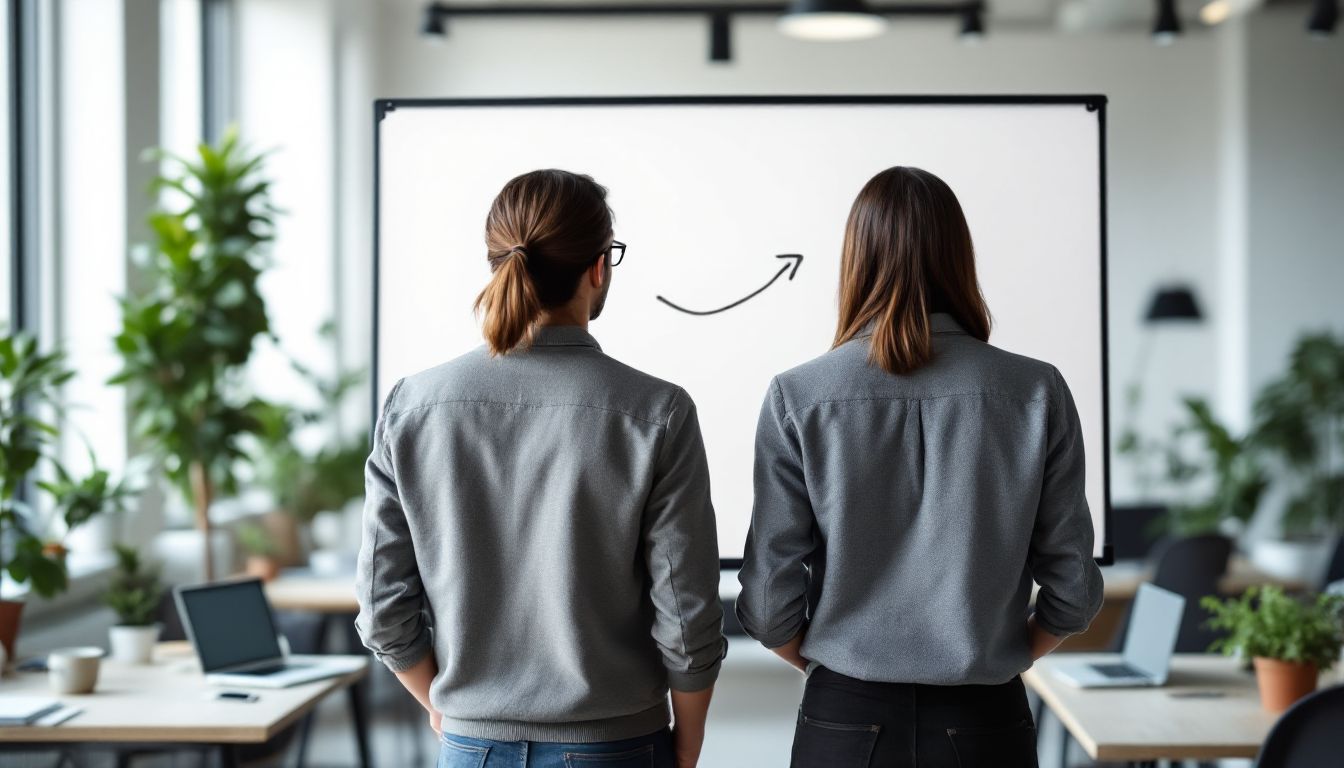Two colleagues discussing a hiring decision